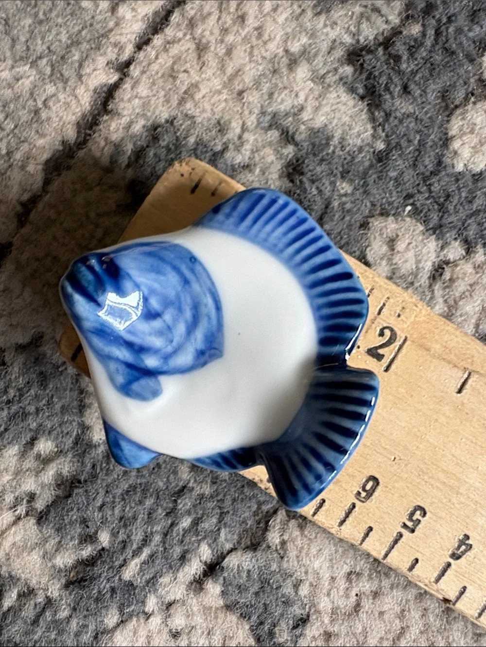 Vintage made in Japan Blue and White Ceramic Fish chopstick rest Dish Set
